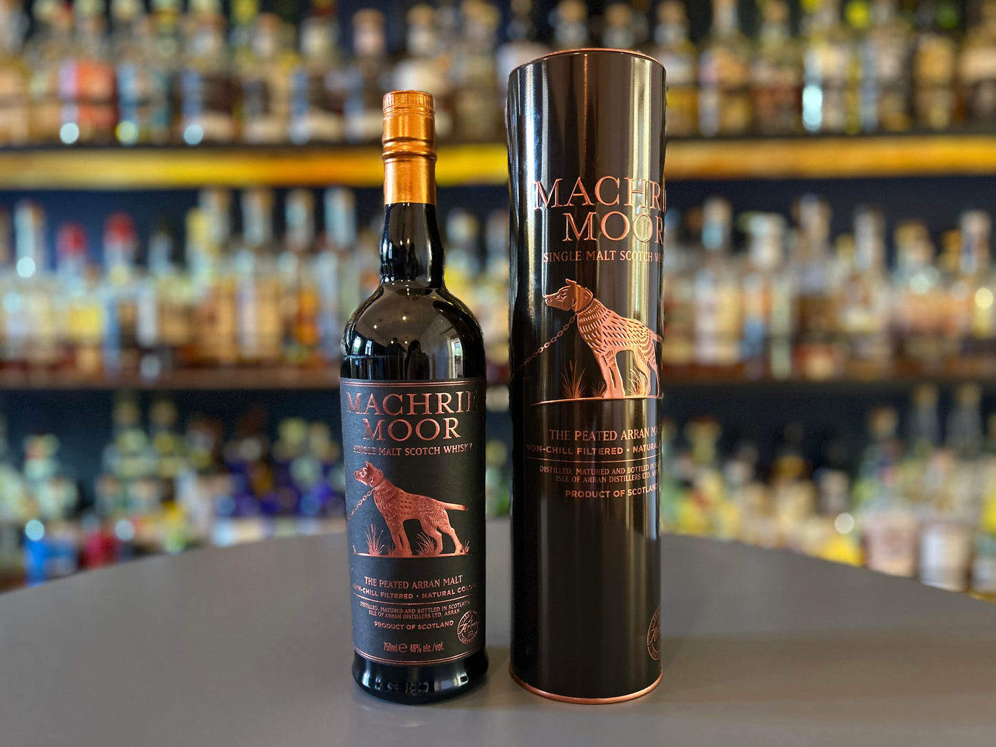 Arran Machrie moor in the whisky library bar