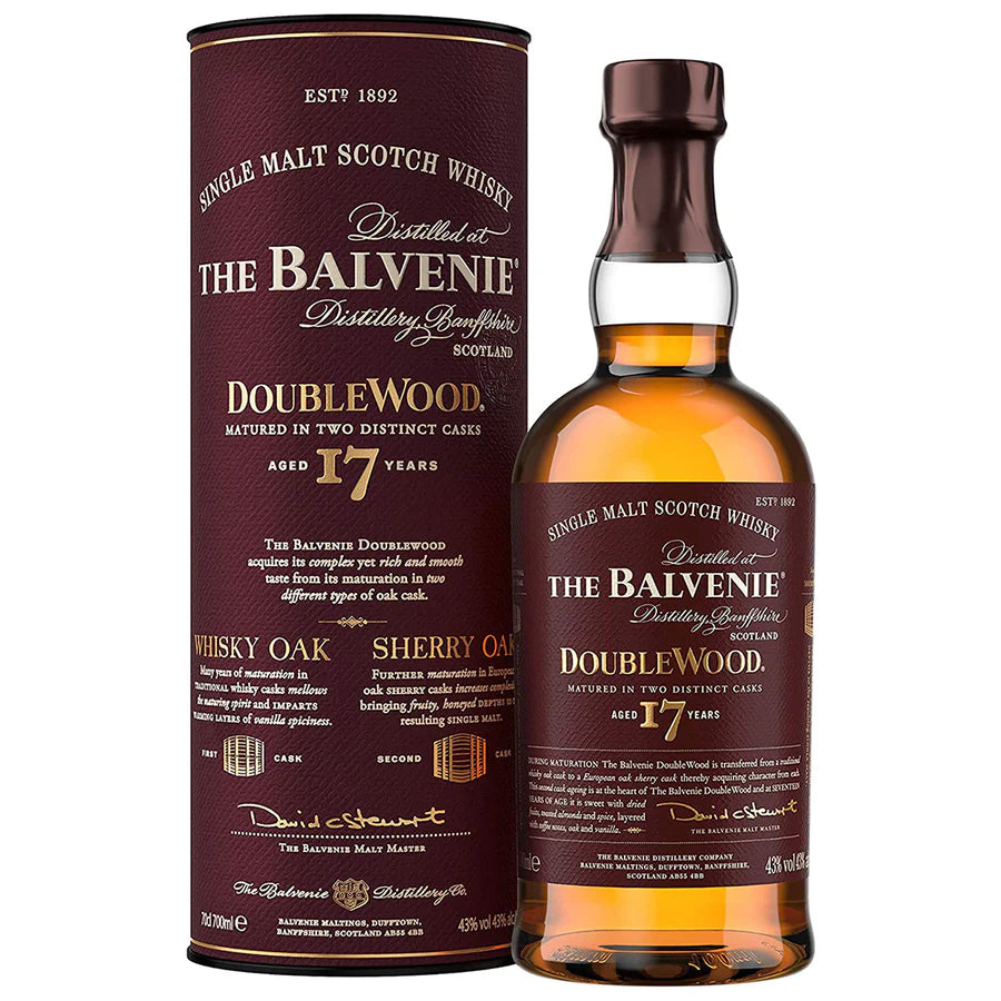 Balvenie 17 Double Wood tube bottle in the white background