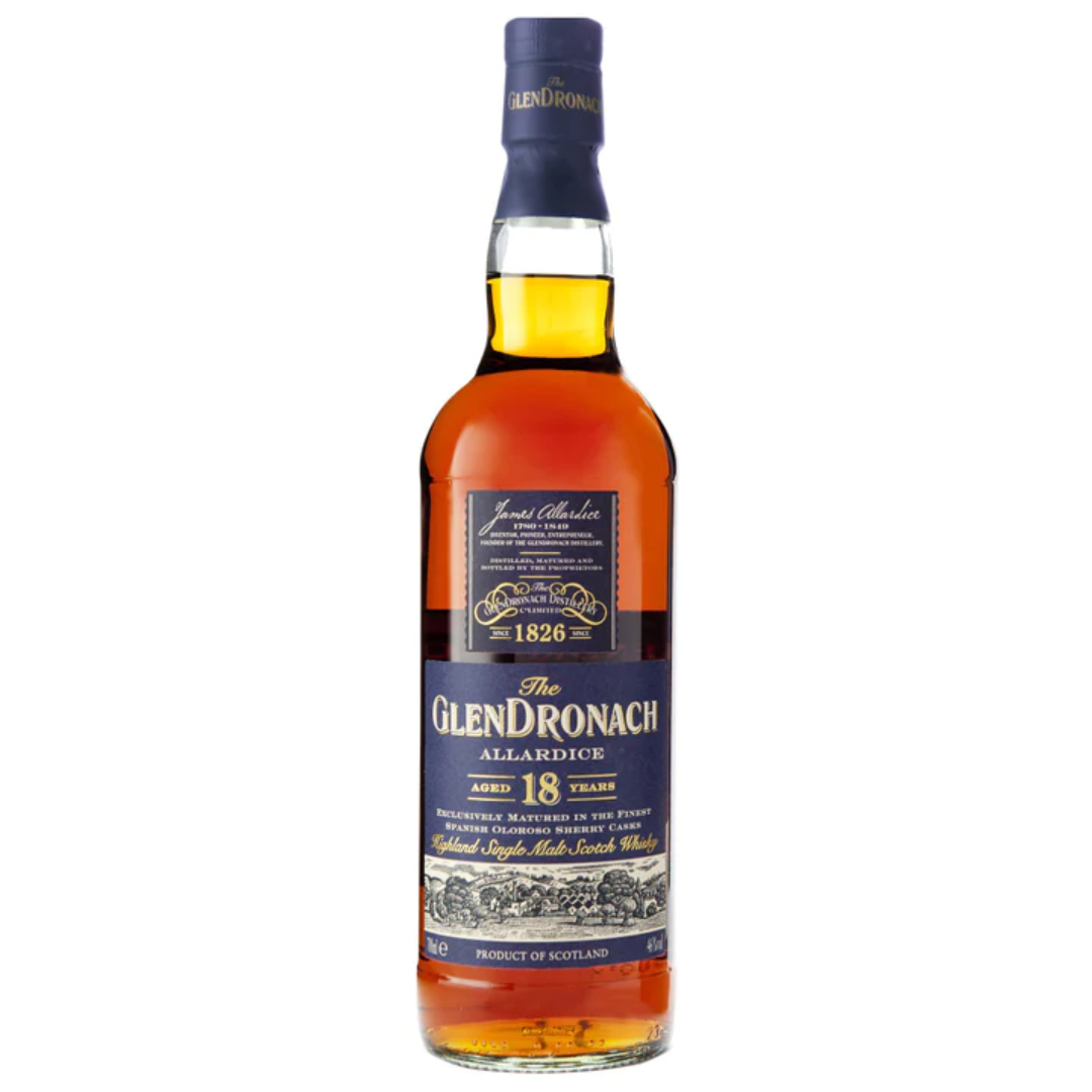 Glendronach 18 Billy walker Allardice Whisky bottle in the white background