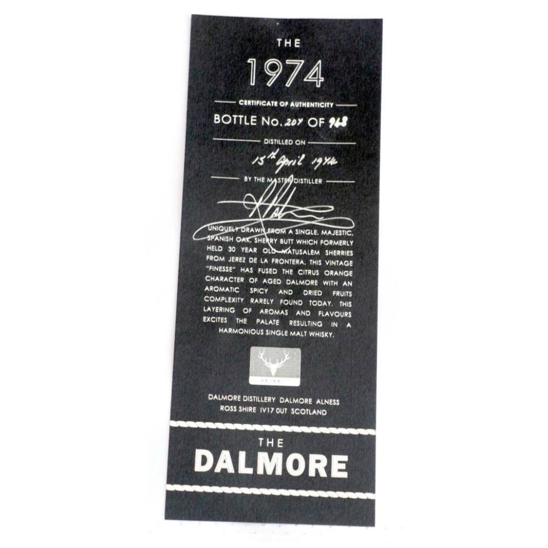 Dalmore 1974 34 Year Old label