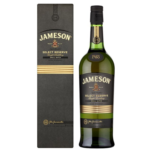 Jameson Select Reserve Older Presentation bottle and box on the white background.