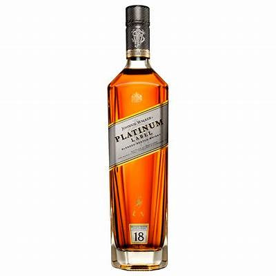 Johnnie Walker Platinum Label whisky bottle on a white background