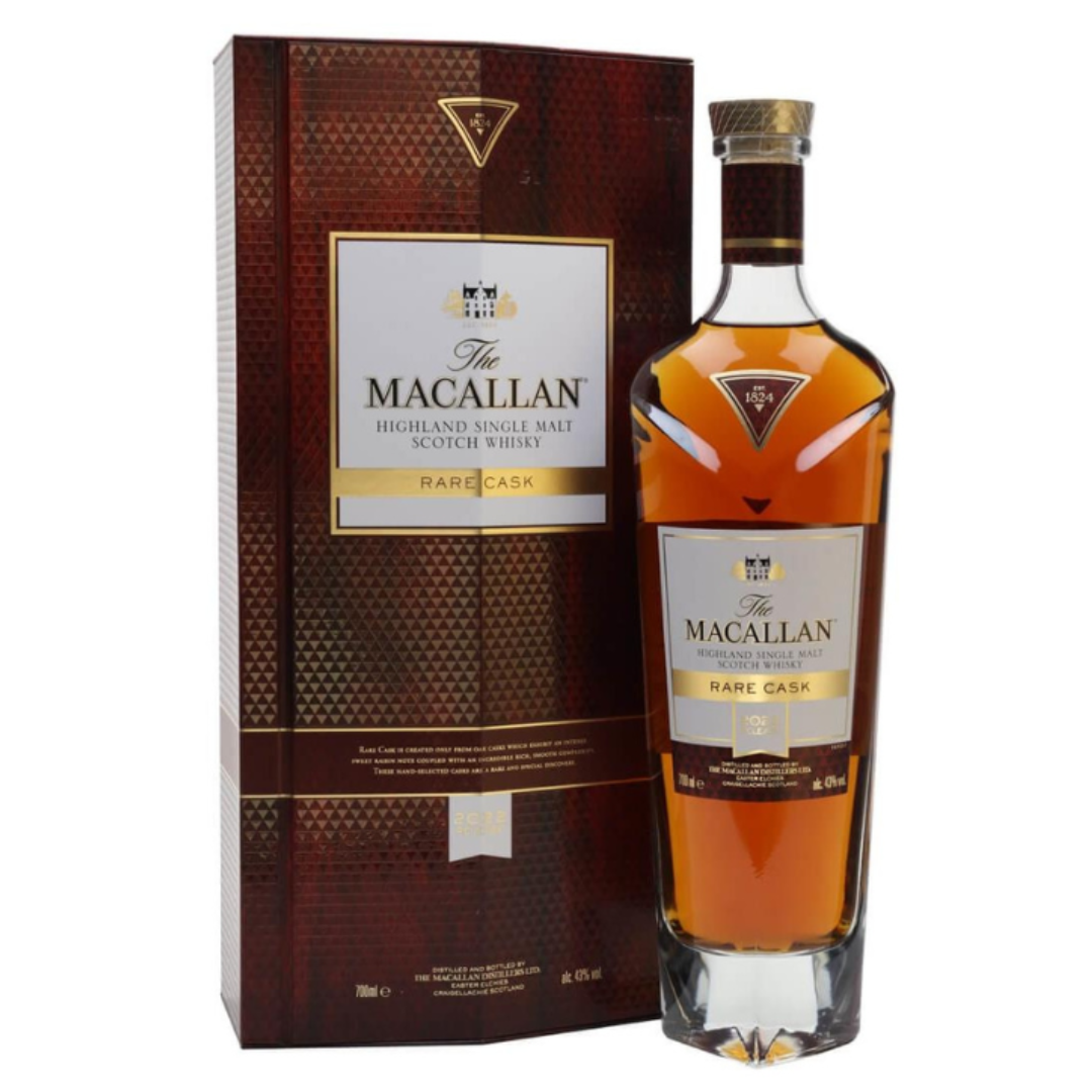 Macallan Rare Cask 2022 box and bottle in the white background