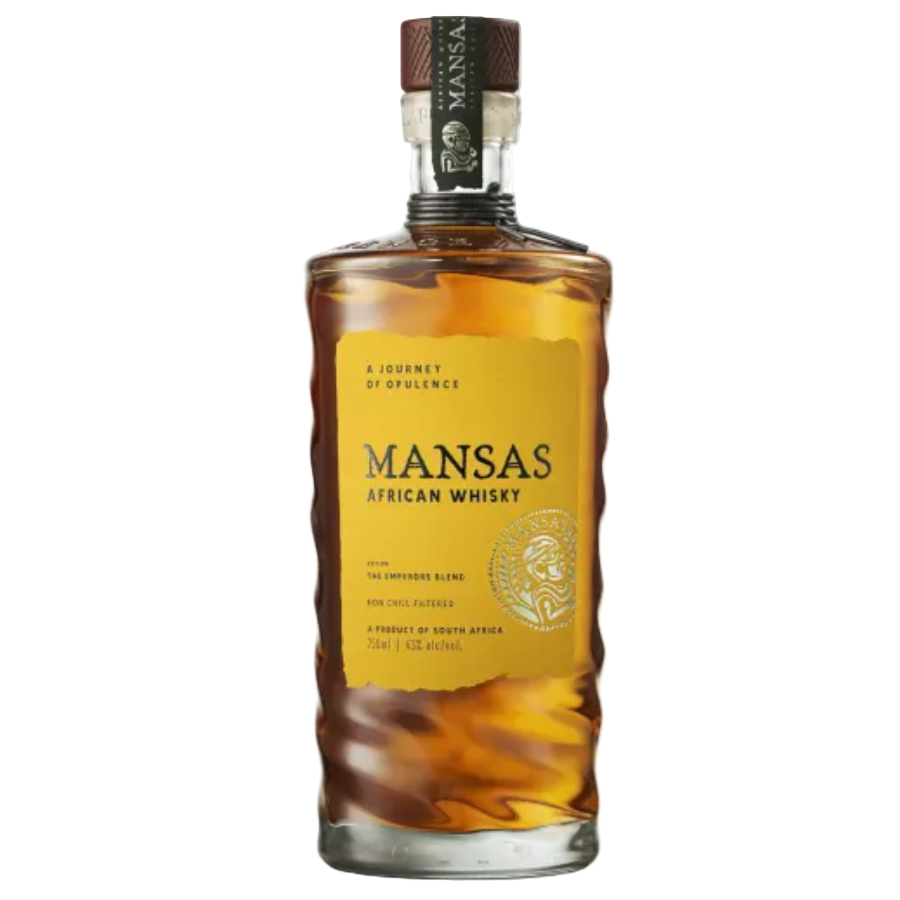 Mansas African Whisky bottle in the white back ground