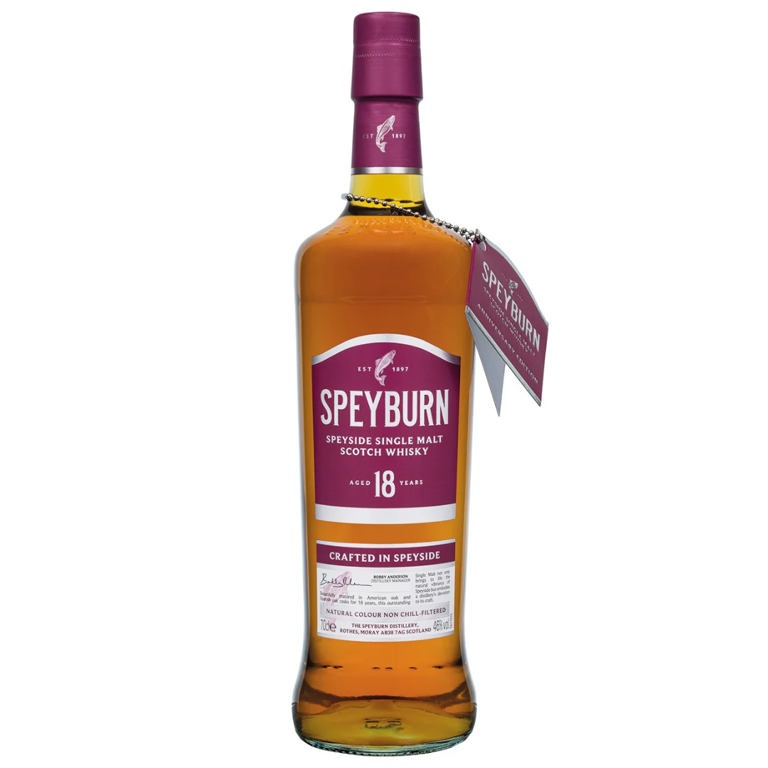 Speyburn 18 Year Old bottle in the white background