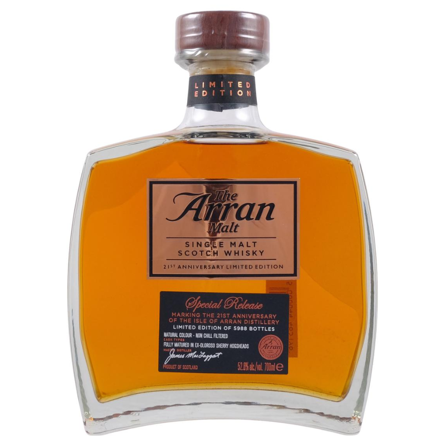 Arran 21st Anniversary 1995–2016 single malt whisky bottle