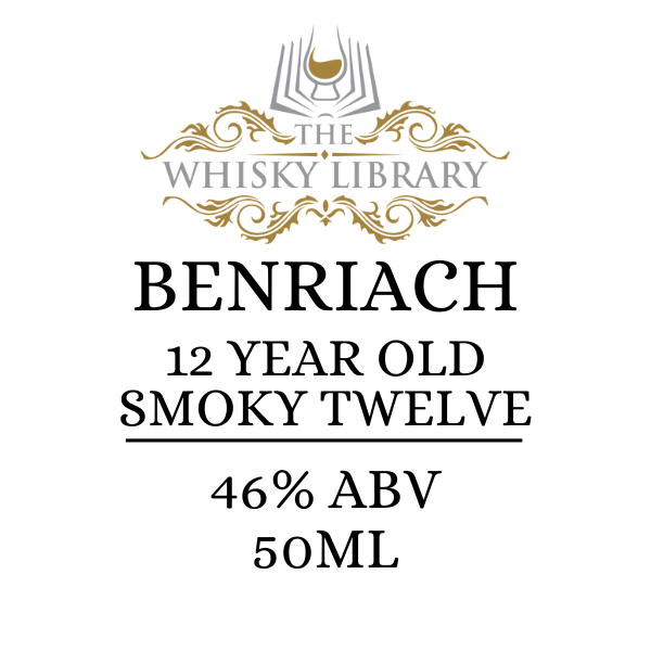 Benriach smoky twelve 12yo from whisky library label on a white background