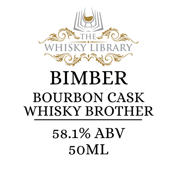 Label for Bimber Bourbon Cask Whisky Brother from The Whisky Library on a white background