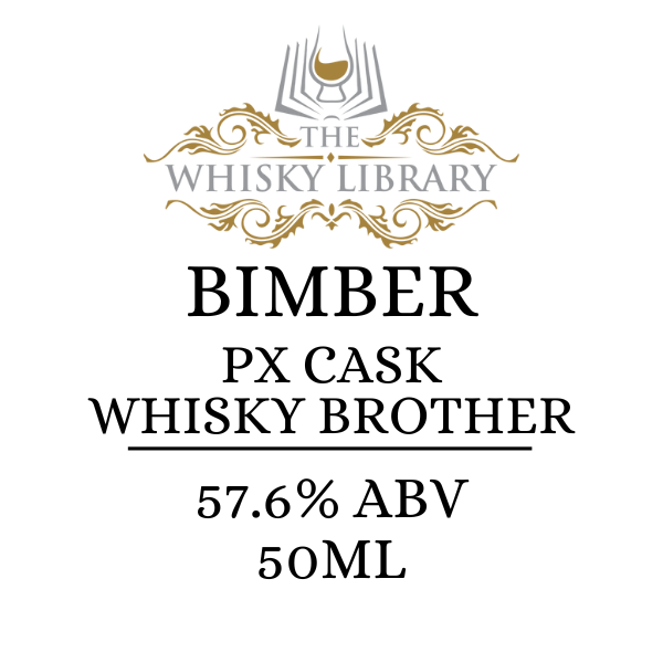 Whisky label for Bimber PX Cask Whisky Brother from The Whisky Library on a white background