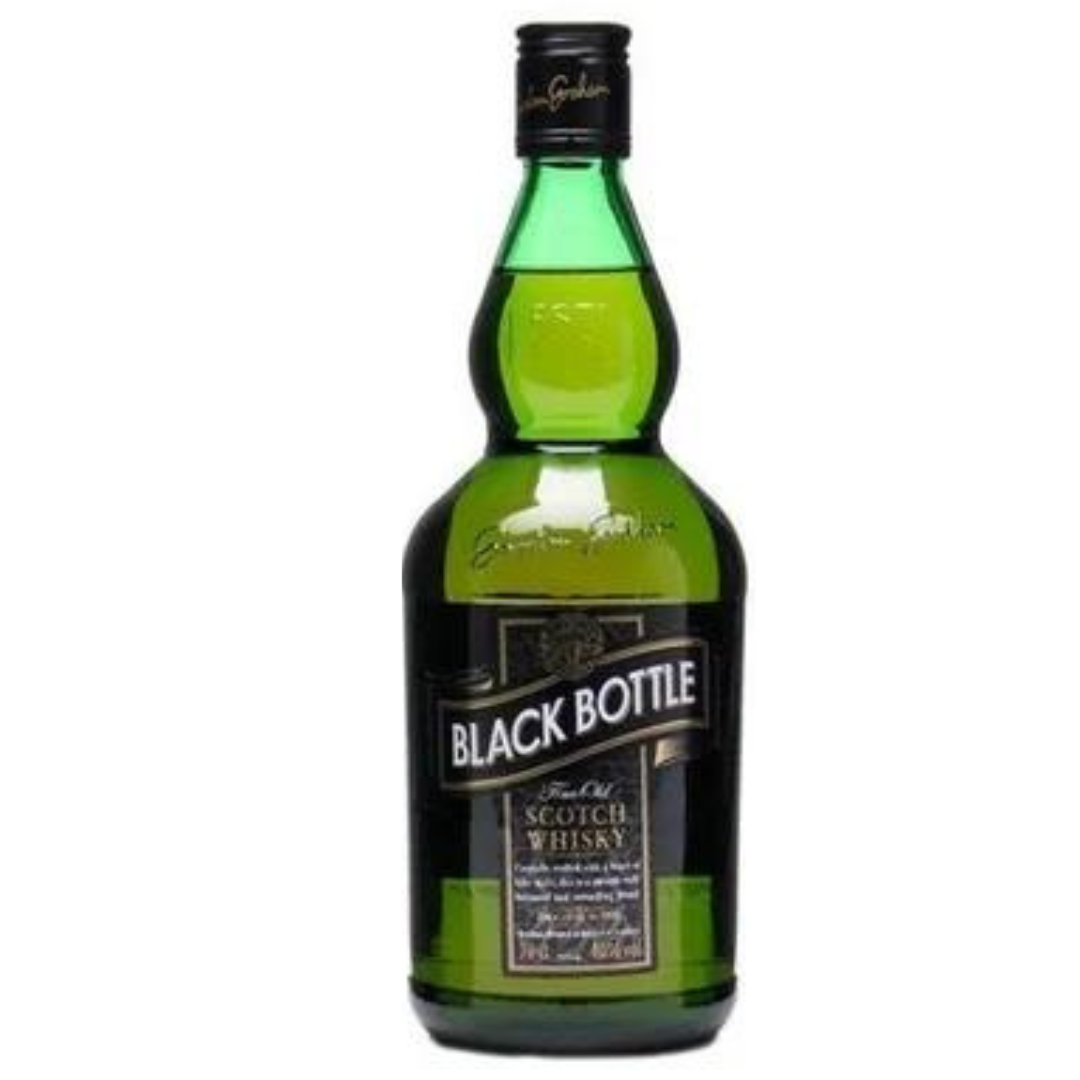 Black Bottle Older Presentation in the white background