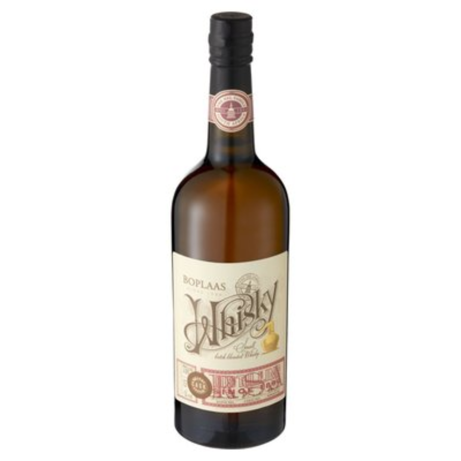 Bottle of Boplaas Whisky on a white background
