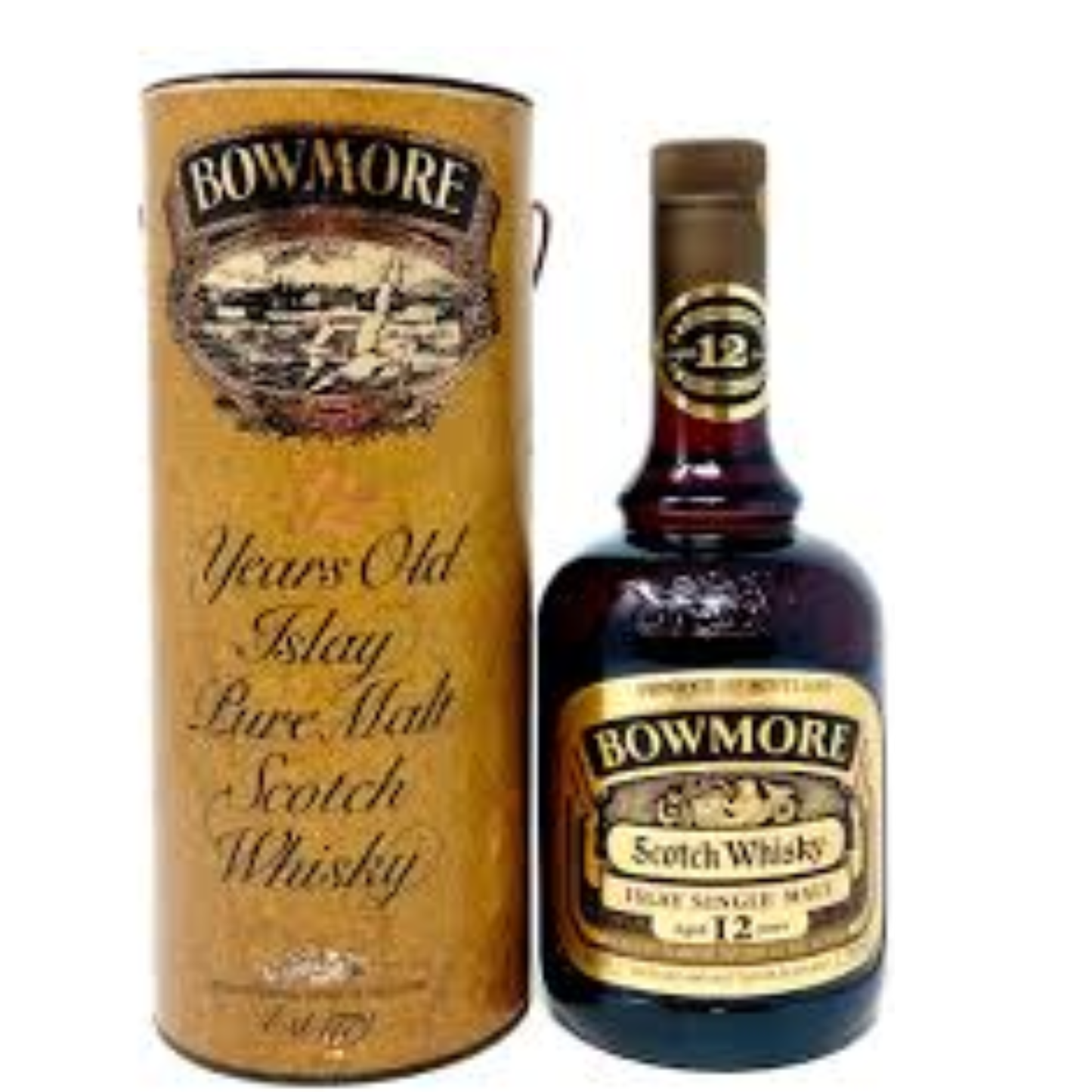 Bowmore 12 Year Old Dumpy Bottle 1980s with box