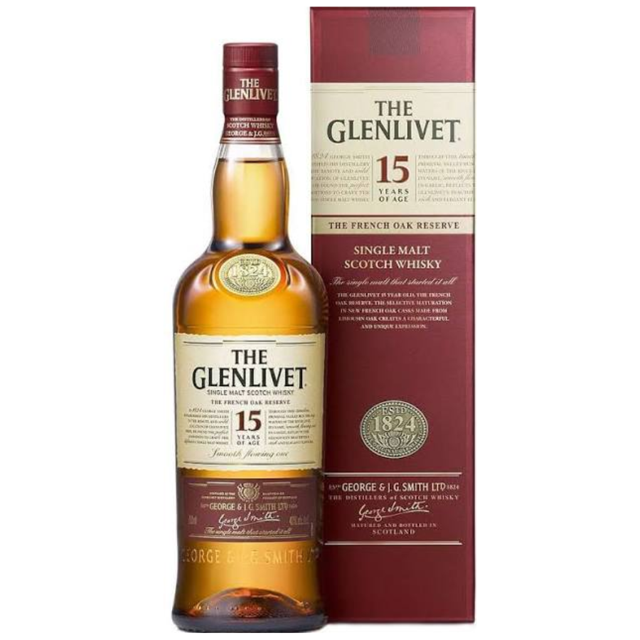 The Glenlivet 15 Year Old French Oak Reserve 750ml 43% ABV with original presentation packaging
