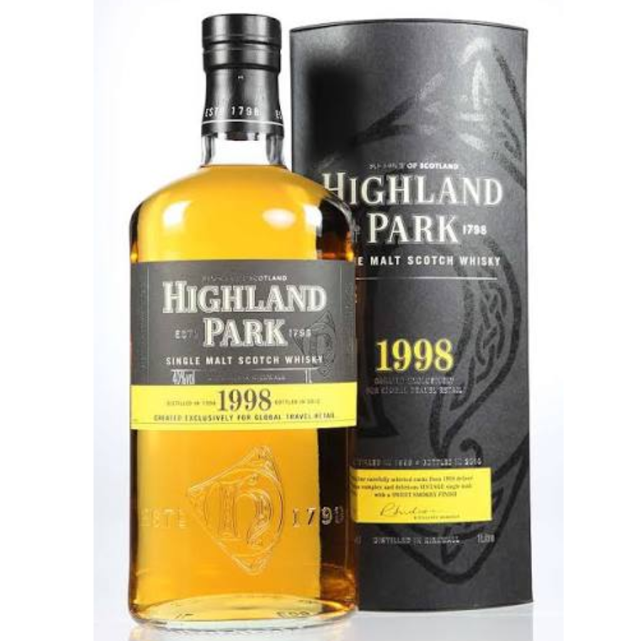 Highland Park 1998 Vintage Travel Retail Exclusive 1 litre 40% Scotch whisky with original presentation box