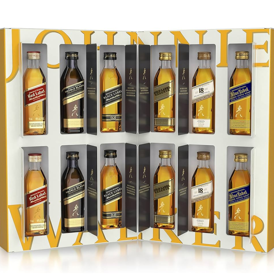 Johnnie Walker 12 Days of Discovery gift pack with 12 miniature whisky bottles