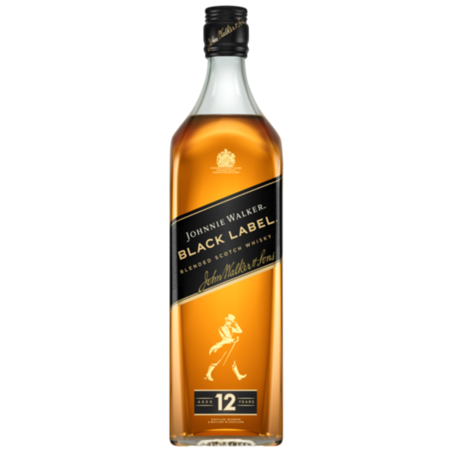 Johnnie Walker Black Label whisky bottle on a white background