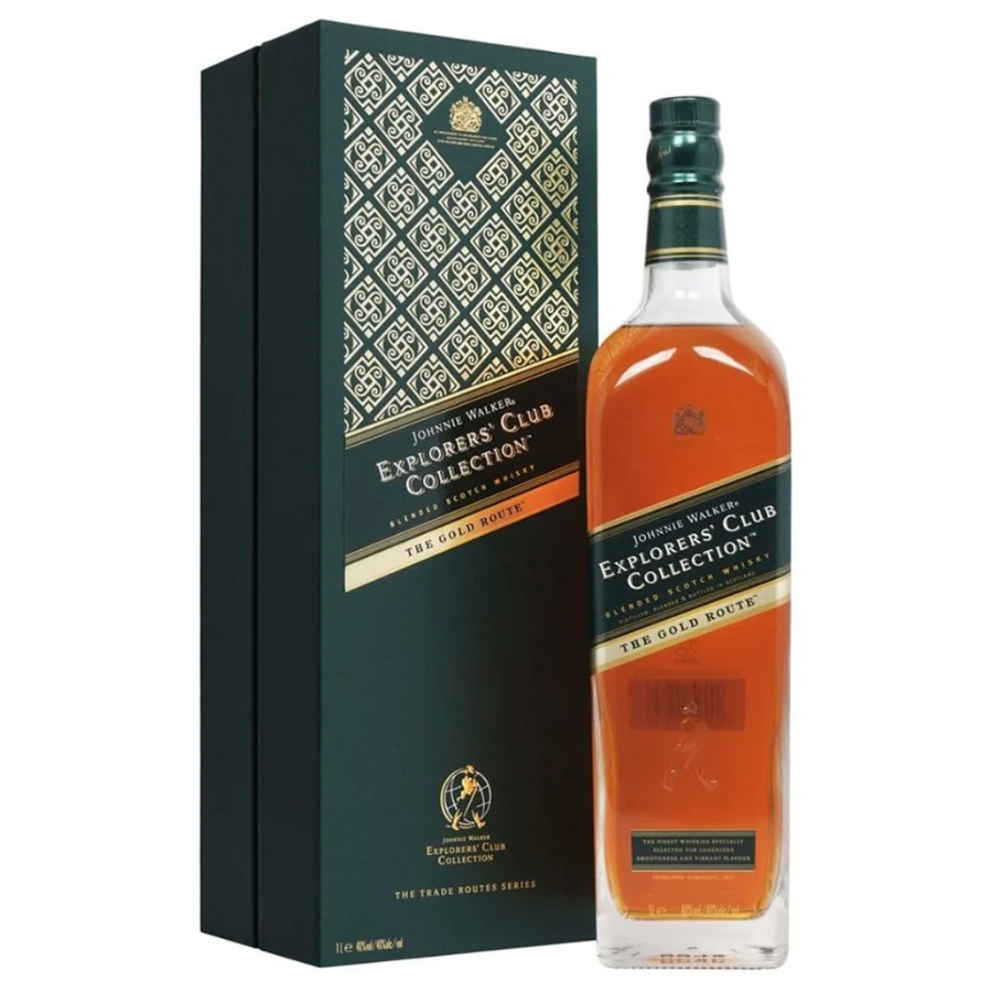 Johnnie Walker Explorers Club Collection bottle and packaging on a white background