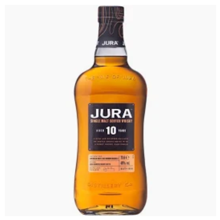Bottle of Jura whisky on a white background
