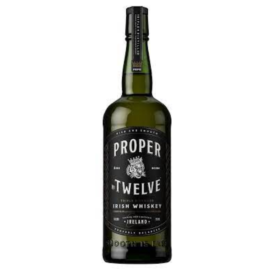 Bottle of Proper No. Twelve Irish Whiskey on a white background