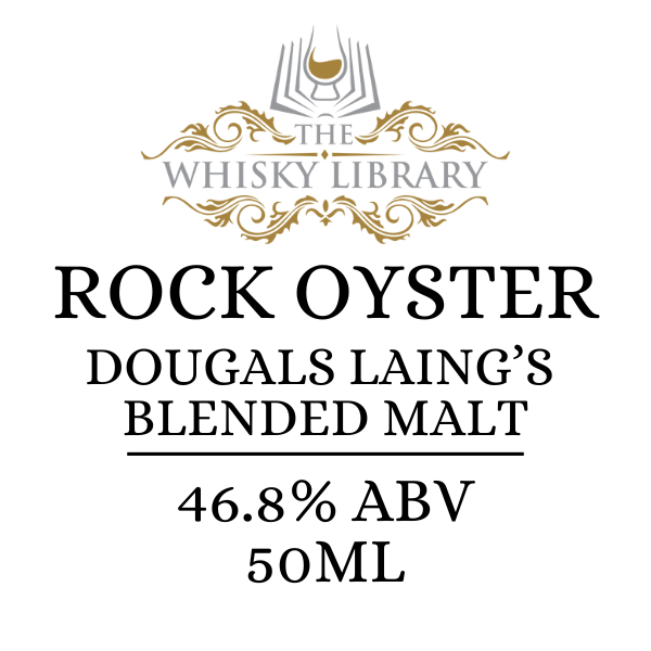 Label for Rock Oyster Dougal's Laing's Blended Malt whisky from The Whisky Library.