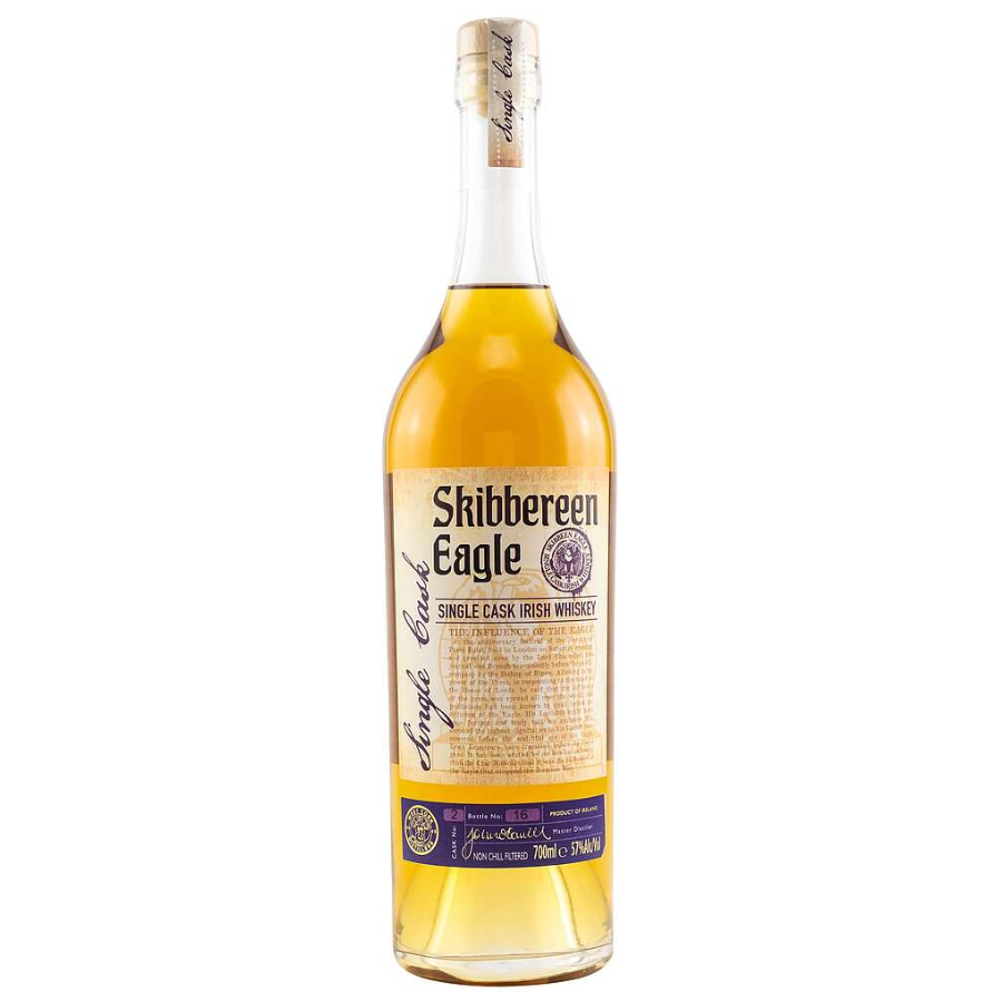 Skibbereen Eagle whiskey bottle on a white background