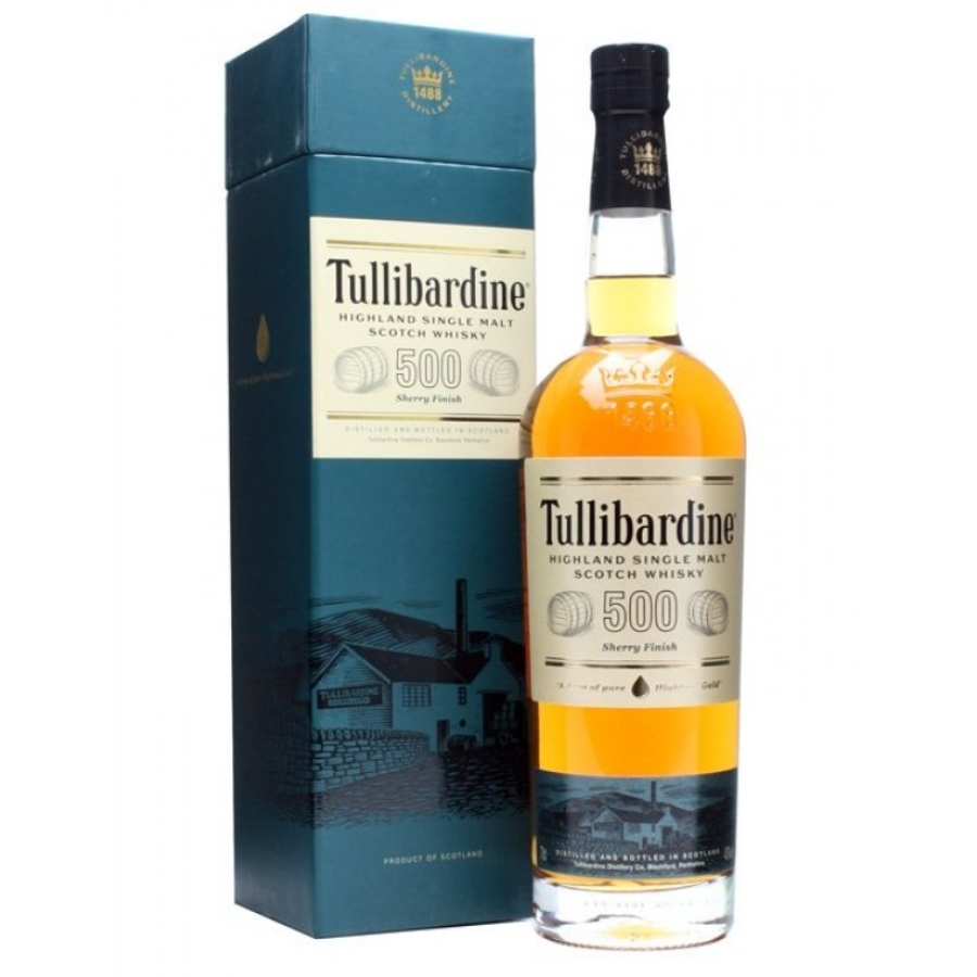 Tullibardine whisky bottle and box on a white background