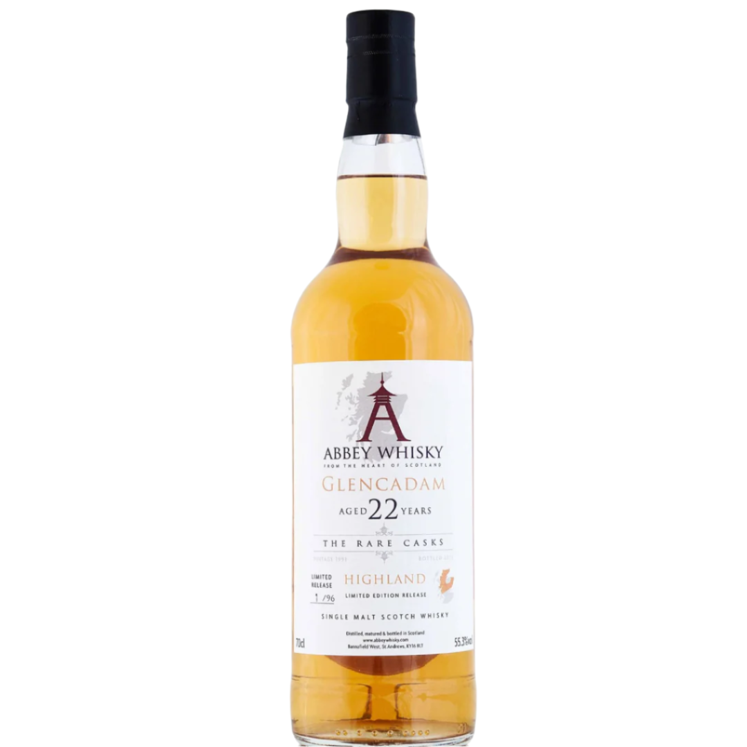 Abbey Glencadam 22 The Rare Casks Whisky Bottle in the white background