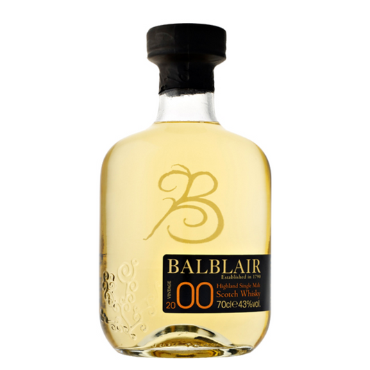 Balblair 00 Scotch Whisky bottle in the white background