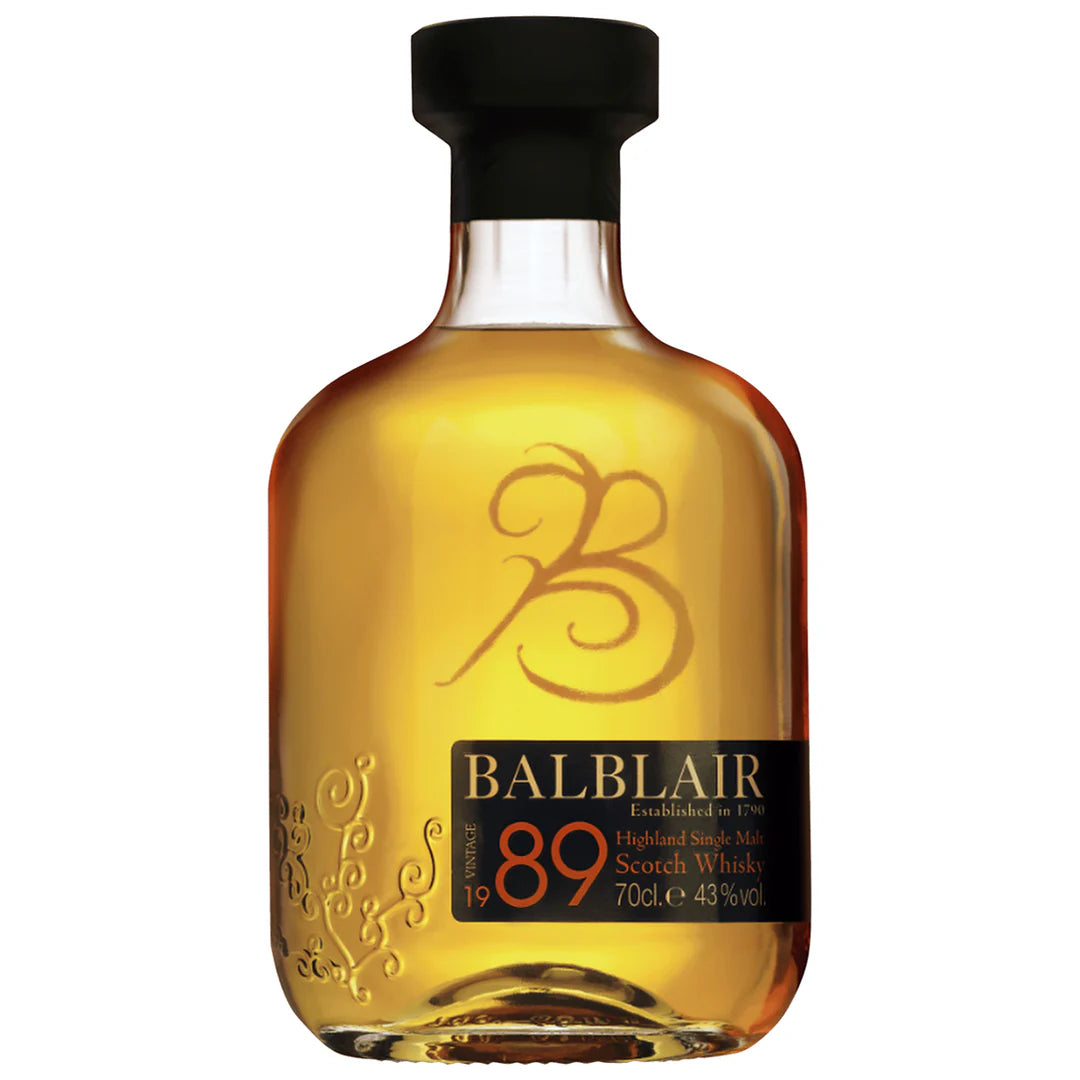 Balblair 1989 Whisky bottle in the white background