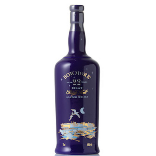 Bowmore 22 Seagull blue bottle in the white background