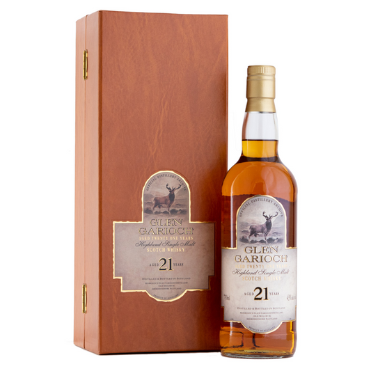 Glen Garioch 21 Year Old bottle with original box from early 2000s.