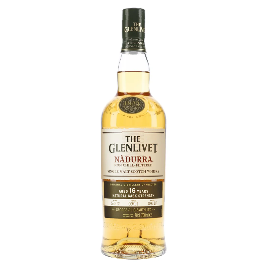 Glenlivet Nadurra 16 years Whisky bottle in the white background