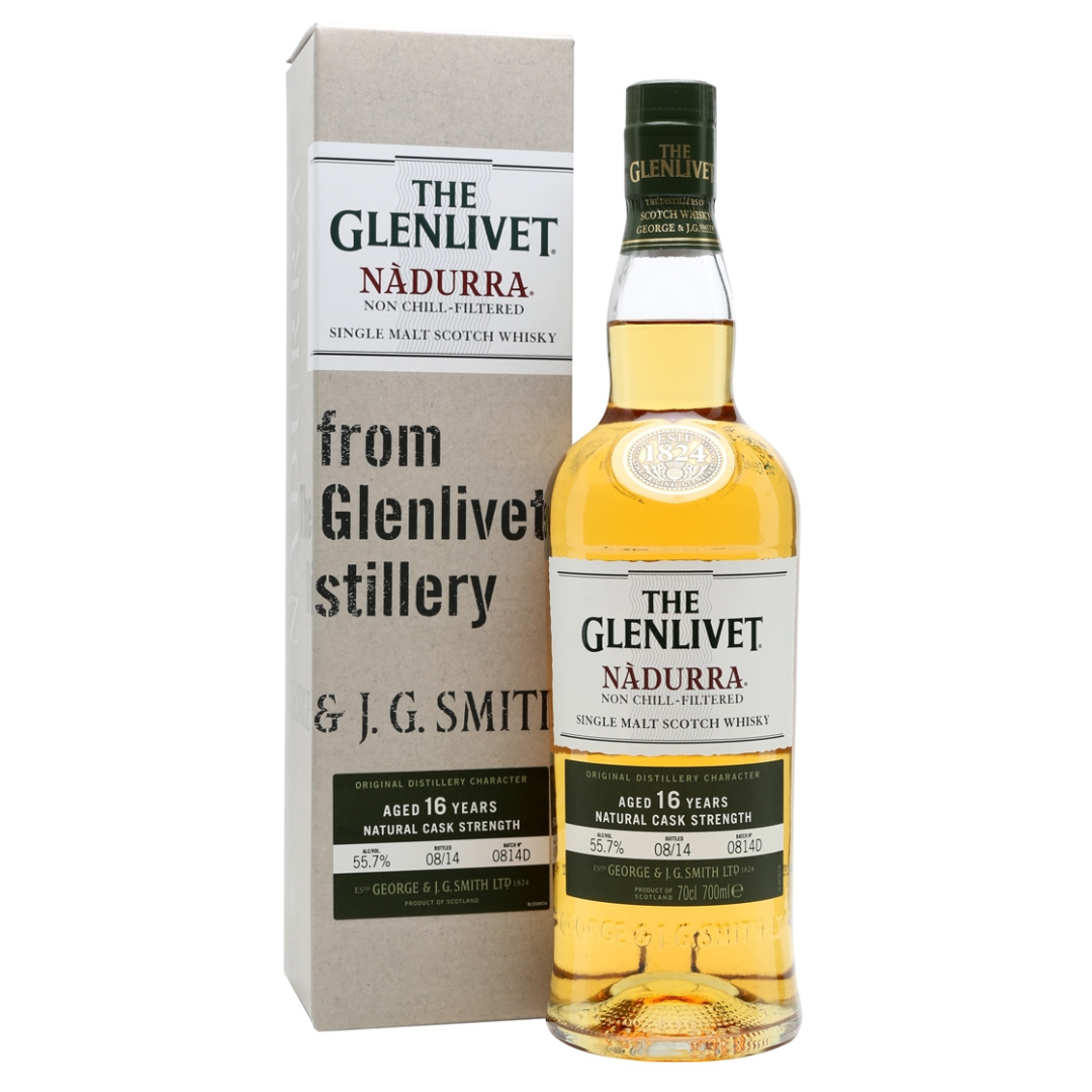 Glenlivet 16yo Nadurra Bottle and box in the white background