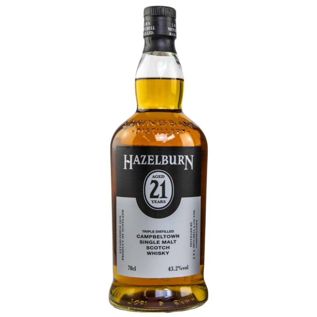 Hazleburn21 2023 Single Malt Whisky bottle in the white background.