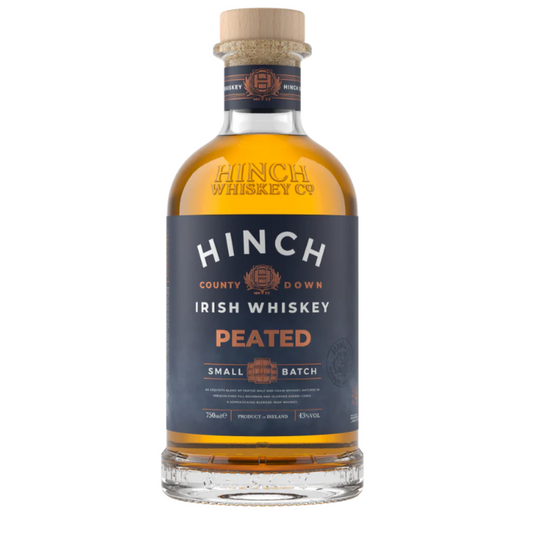 Hinch Peated Small Batch Irish Whiskey on a white background