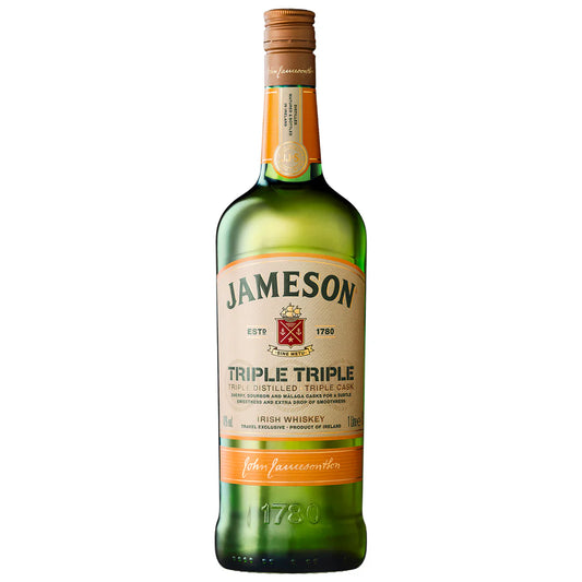 Jameson Triple Triple bottle in the white background.