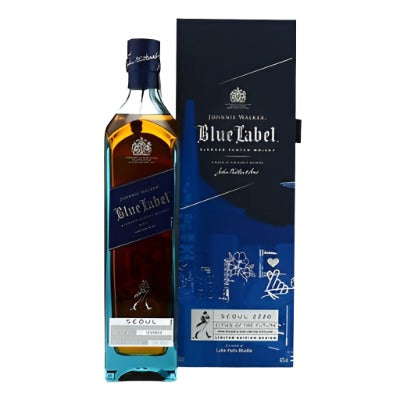 Johnnie Walker Blue Cities Of the Future Seoul Edition bottle and box in the white background