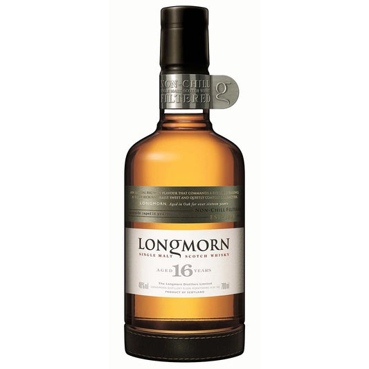 Longmorn 16 year old bottle in the white background.