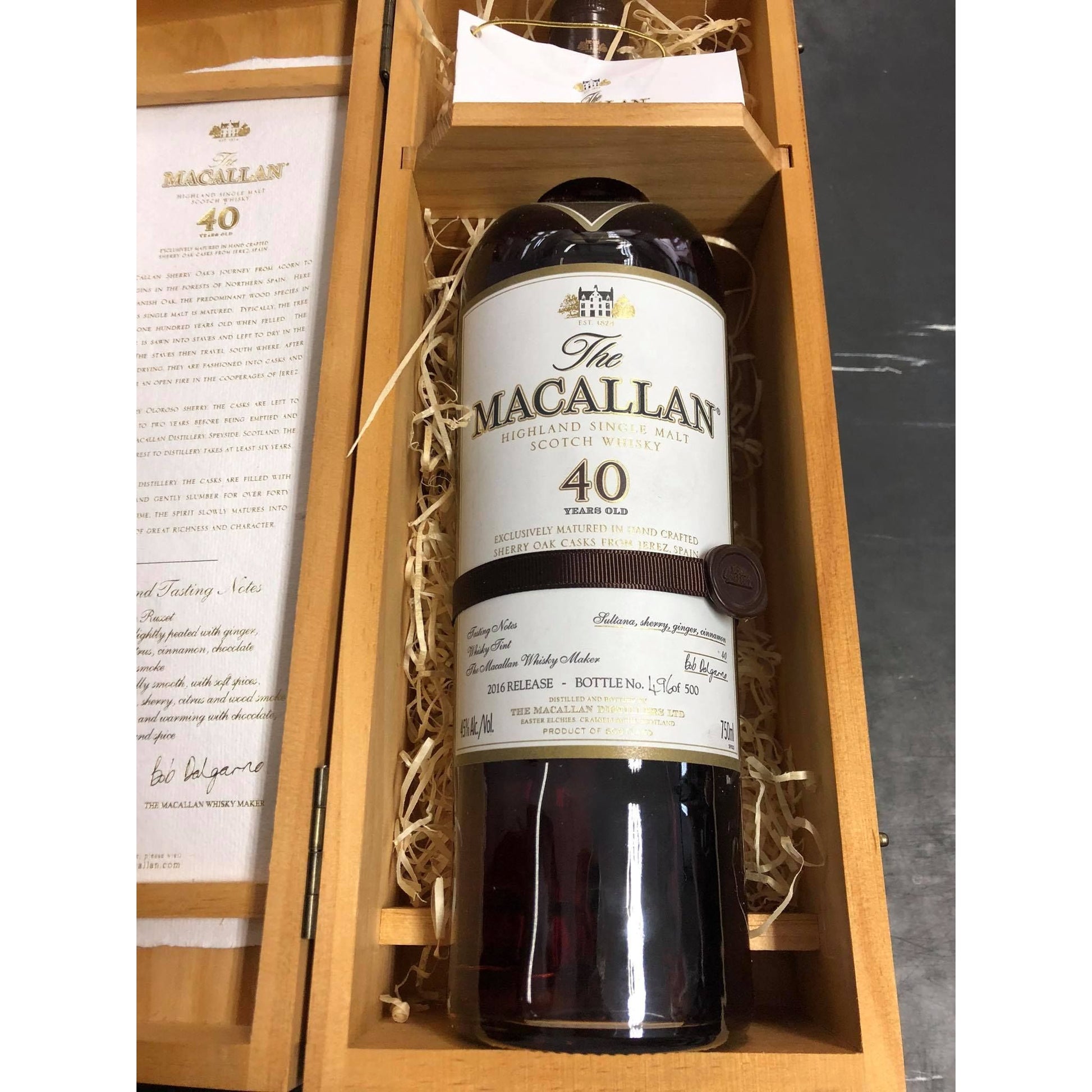 Macallan 40 Year Old Single Malt Scotch Whisky 2016