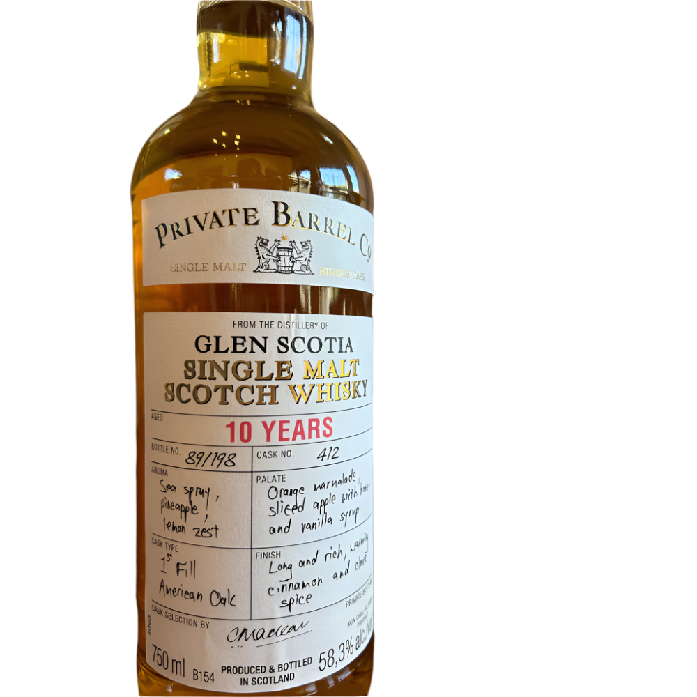 Private Barrel Glen Scotia 10 Years Label