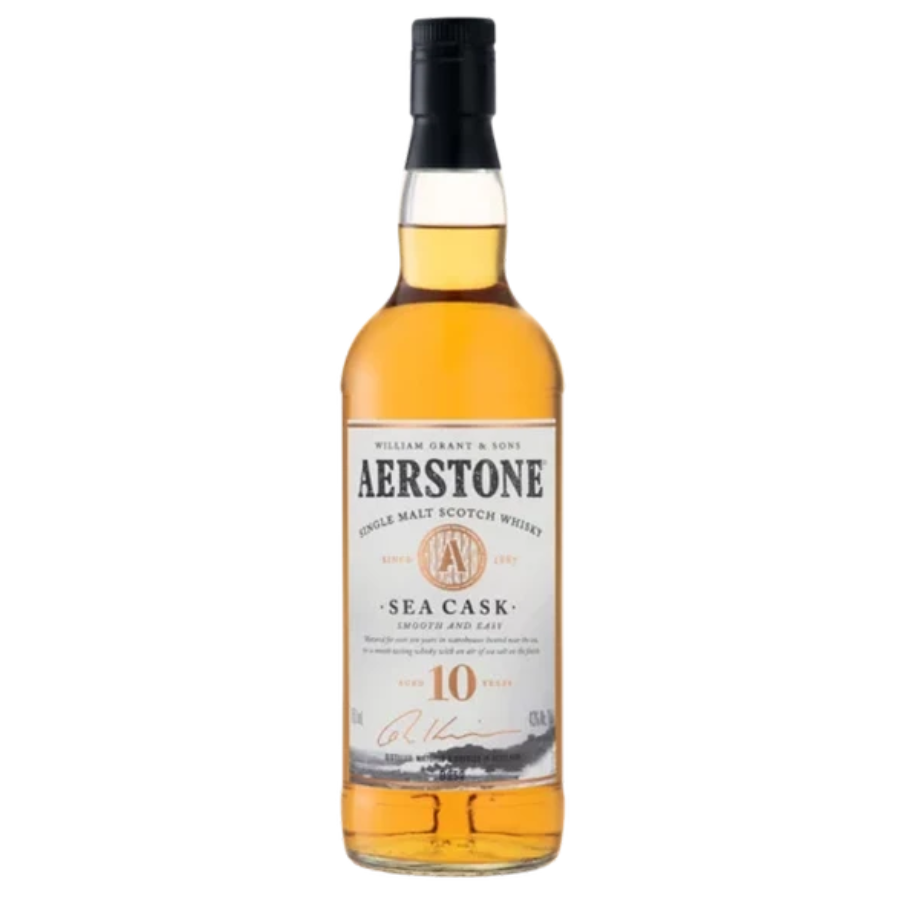 Aerstone Sea Cask whisky bottle on a white background