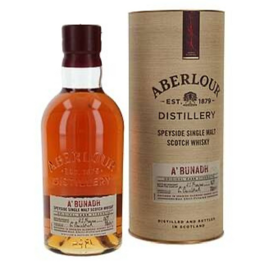 Aberlour whisky bottle and packaging on a white background