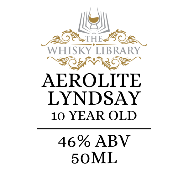 Whisky label for 'Aerolite Lyndsay' from 'The Whisky Library' on a white background