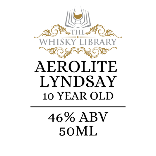 Whisky label for 'Aerolite Lyndsay' from 'The Whisky Library' on a white background