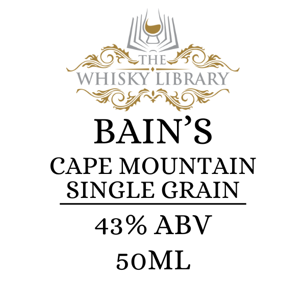 Bain's Cape Mountain Single Grain whisky label from The Whisky Library on a white background