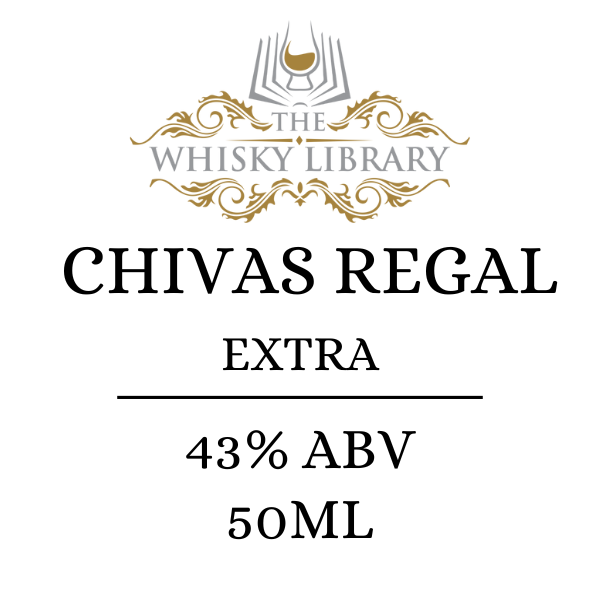 Chivas Regal Extra label with 'The Whisky Library' logo on a white background