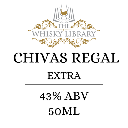 Chivas Regal Extra label with 'The Whisky Library' logo on a white background