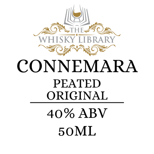 Whisky label for Connemara Peated Original from The Whisky Library on a white background