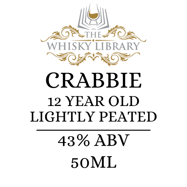 Whisky label for Crabbie 12 Year Old Lightly Peated from The Whisky Library on a white background