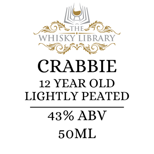 Whisky label for Crabbie 12 Year Old Lightly Peated from The Whisky Library on a white background
